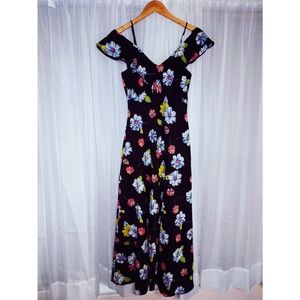 Black pink yellow and while flowered dress